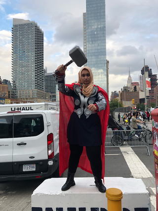 This Thor cosplayer is ready to save Manhattan.